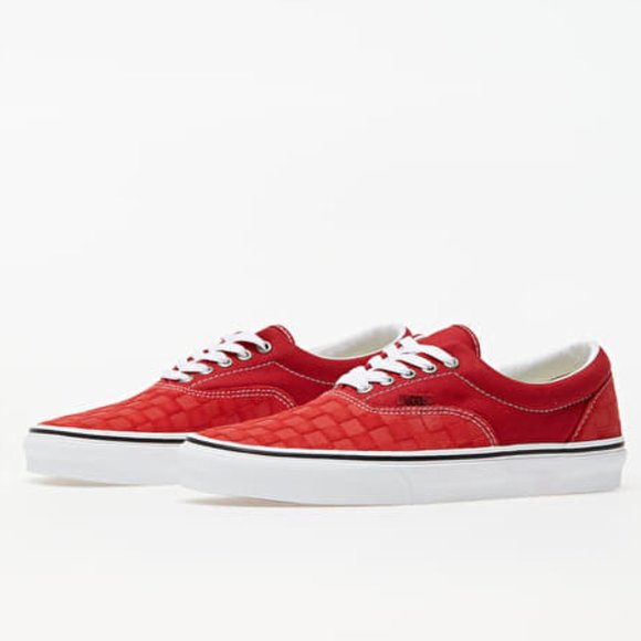 VANS Debossed Checkerboard Red Era Men's Sneakers - Picture 4 of 11